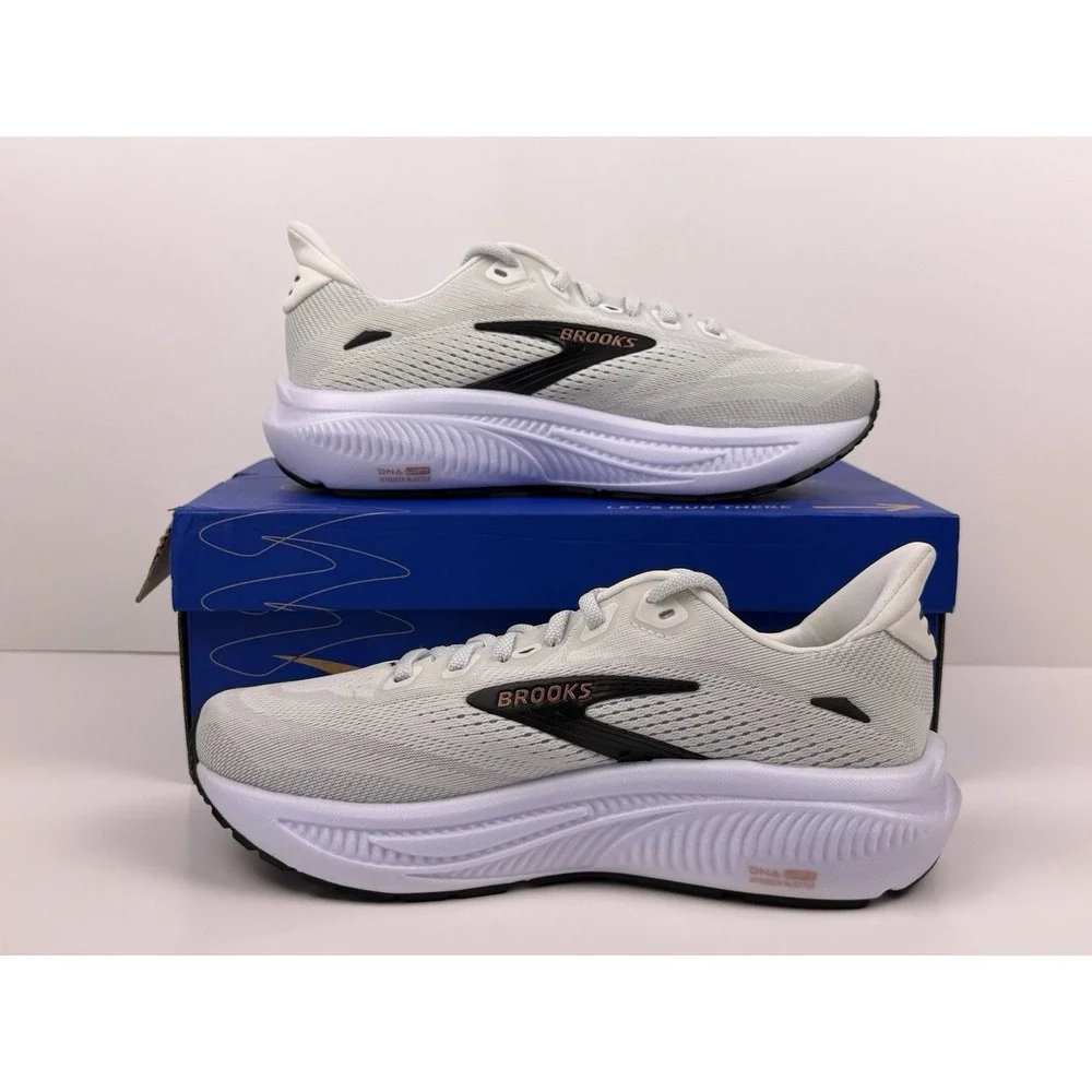 Brooks Ghost 18 Running Shoes‎ Women's Sz 5 D Wide White/Black/Rose Gold 120482